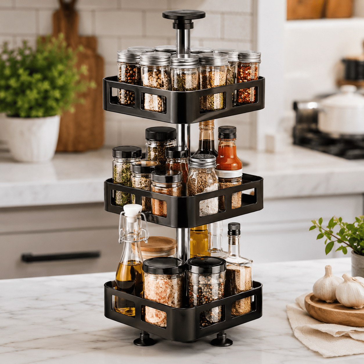 Especiero Giratorio 360° | Organizador de Cocina Multiuso Antideslizante