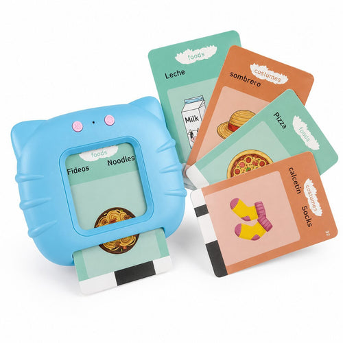 Lector con 112 LumiCards - Lector de Tarjetas en voz alta para niños en inglés/español